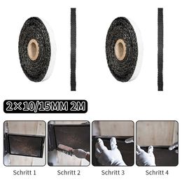 Black Stove Rope Self Adhesive Fibreglass Fireplace Door Sealing Curtain Replacement Gasket Tape 10/15mm Width 2m Length