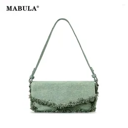 Totes MABULA Women's Ruffled Cover Messenger Bag Candy Green Ruched Canvas Underarm Shoulder Purse Chic Flap Handbag