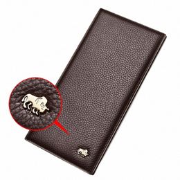 bison DENIM Cowskin Lg Purse For Men Wallet Busin Men's Thin Soft Genuine Leather Wallet Card Holder Coin Purse N4470&N4391 v5ru#