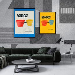 Bongos, Cuba Poster, jazz gifts, mid century modern, jazz musicians, minimalist gallery wall, music quotation