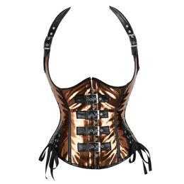 Women's Gothic Punk Style Corset & Bustier Waist Trainer Cincher Shaper Faux Leather Corselet Underbust For Party Costumes