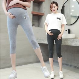 Larger Maternity Summer Modal Short Capris Pregnant Adjustable Thin Cat 7 Pants For Mother High Waist Leggings Belly Trousers