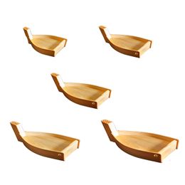 Japanese Cuisine Sushi Boat Wooden Serving Tray Seafood Platter Cold Dishes Ship Appetizers Container Kitchen Tableware