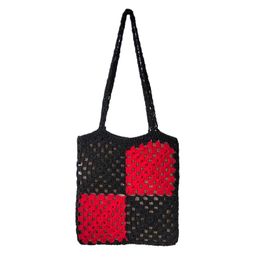 Women Casual Shoulder Bags Patchwork Boho Female Tote Bag Girls Crochet Handbag