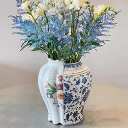 Vases Chinese And Western Combination Of Blue White Porcelain Vase Creative Home Decoration Ceramic Living Room Accessories