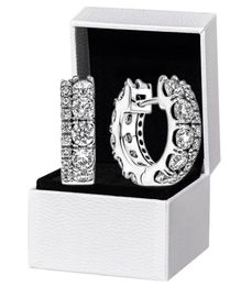 Women Mens Double Band Pave Hoop Earrings Original gift Box for Authentic 925 Sterling Silver Party Circle Stud Earring5667110