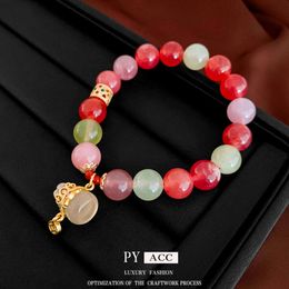 Real Gold Electroplating Gourd Agate Zircon Bracelet China-chic Niche High Grade String Temperament Hand Jewellery Women