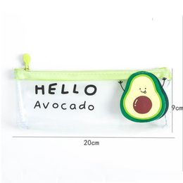 Cute Avocado Transparent Pencil Bag papelaria PVC Pencil Case stationery Kawaii Pencilcase material escolor school supplies