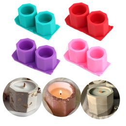 Single Hole Octagonal Silicone Mold Concrete Fleshy Flower Pot Candlestick Mold Ceramic Clay DIY Crafts Mold Cactus Cement Molds