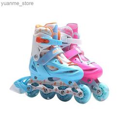 Inline Roller Skates Mesh Breathable PP Roller Inline Skates Shoes Adjustable 4 PU Wheels Quad Racing Training Sneakers For Children Girls Boys Y240410