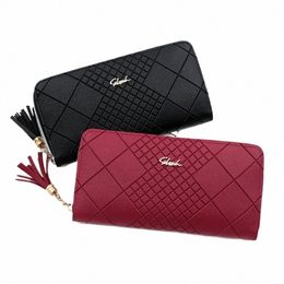 zipper Mey Coin Purse Women Card Holder Lg PU Leather Clutch Wallet Large Capacity Lady Wristlet Phe HandBags Mey Pocket 509Z#