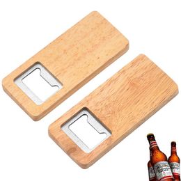 Beer Creative Wood Bottle Opener Stainless Steel With Square Wooden Handle Openers Bar Tool Kitchen Tools Party Gift En S