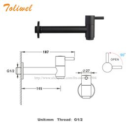 Black Wall Mounted Lengthen Washing Machine Garden Outdoor Kitchen Bathroom Faucet Cold Water Sink Tap Spigot Hose Tap WF0013