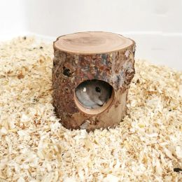 Mouse Tunnel Toy Bite Resistant Moisture-proof Pet Hollow Tree Trunk Toy Natural Wooden Hamster Mouse Tunnel Tube Toy for Cage