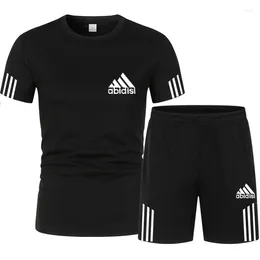 Men's Tracksuits Summer Luxury Set Short Sleeve Suit Fitness Fashion Casual Shorts Tracksuit Clothes For Mens T-shirt 2-piece