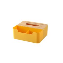 Plastic Tissue Box Bamboo Cover Napkin Paper Dispenser Organiser Cosmetic Holder