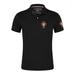 Men's Polos 2024 Footballer Portugal Men Polo Shirt Short Sleeve Contrast Colour Clothing Summer Urban Business Casual Fashion Tops