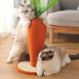 Sisal Cat Climbing Frame Kitten Toy Carrot Shape Cat Scratch Board Furniture Protector Scratching Posts For Cats Pet Supplies