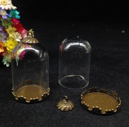 3pcs 30*20mm tube bell jars glass cover dome flower tray glass vial bottle globe bubble diy necklace pendant accessories gifts