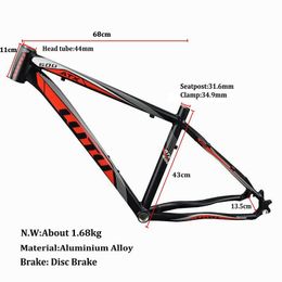 XC USHIO ATX600 MTB Bicycle Frame Ultralight Aluminum Alloy Frame 26er 16 17 Disc Brakes 31.6mm Mountain Bike Frame Bicycle Part