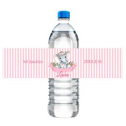 Cute Little Elephant Personalised Baby Shower Baptism Water Bottle Labels Customise Name Date Boy Girl Bautizo Favour Stickers
