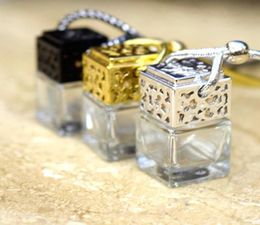 Cube Perfume bottle Car Hanging Perfume Rearview Ornament Air Freshener For Essential Oils Diffuser Fragrance Empty Glass Bottle9104785