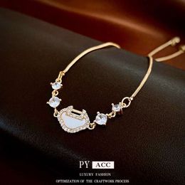 Real Gold Electroplated Zircon Long Life Lock Instagram Style Light High Grade Feel Bracelet New Fashion Versatile Handicraft for Women