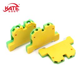 1Pcs EK2.5 4 6 10 16 35 /35 Quick Mount Ground Terminal Electrical Wire Connector DIN Yellow Green SAK Rail Terminal Block