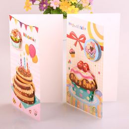 8pcs/set Greeting Card with Envelopes Happy Birthday 3d Pop Up Best Wishes Blank Thank You Gift Cards