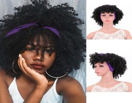 Afro Kinky Curly Synthetic Headband Wig Simulation Human Hair Perruques de cheveux humains pelucas Wigs JS2304533739