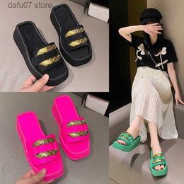 Slippers Summer New Thick Sole Cool Fashion Large Size Pine Cake Square Head H240410