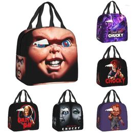 Storage Bags Horror Killer Chucky Insulated Lunch Bag For Camping Travel Child's Play Movie Leakproof Thermal Cooler Bento Box Women