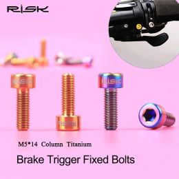 Risk 2PCS Titanium Bike Brake Lever Bolts M5*14mm MTB Mountain Bicycle Derailleur Lever Screws Cycling Brake Fixed Handle Bolts