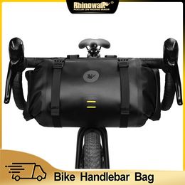 Rhinowalk 2023 Handlebar Bag Bicycle Bag Waterproof Big Capacity 2-piece Front Tube Cycling Bag MTB Frame Trunk Bike Accessories