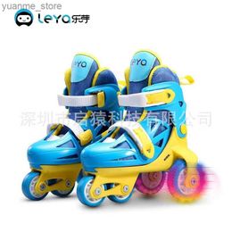 Inline Roller Skates Double Line Roller Skates for Kids Adjustable 4-Wheel Skating Shoes Flashing Light Up LED Wheels Children Quad Sneakers Y240410