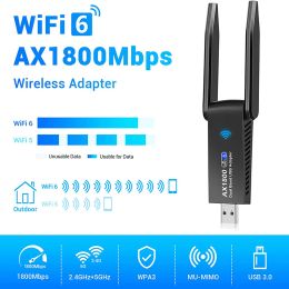 Cards USB WiFi 6 Adapter 802.11ax 1800Mbps for Desktop PC Laptop Windows7 10 11 2.4GHz 5GHz Computer USB WiFi Wireless Network Card