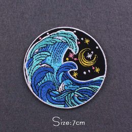 Van Gogh Patch Wave Patches On Clothes DIY Mountain Patch For Clothing Thermoadhesive Patches Adventure Travel Stickers Badges