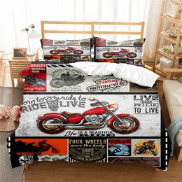 Vehicle Duvet Cover Set Motorcycle Car Train Plane Pattern King Queen Full Size Comforter Cover for Kids Boys Gift Bedding Set