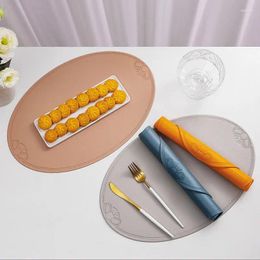 Table Mats European-style Retro Imitation Leather Heat Insulation Mat Waterproof And Oil-proof Easy To Clean Home Oval El