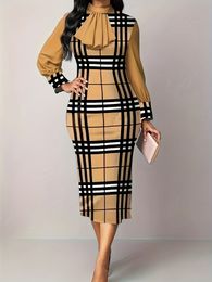 Plus Size Womens Dresses Long Sleeve Grace Tight Dress With Hip Wrap Elegance One-Piece Dress Sexy Slim-Fit