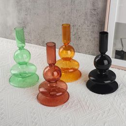 Vases Dining Table Flower Vase Crystal Color Candle Holder Glass Stand Transparent Wedding Decoration Home Decor