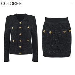 Work Dresses Conjuntos Femininos Elegantes Women 2024 Collection Autumn Womens 2 Piece Outfit Set Black Sweater Matching Sets