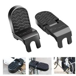 Aluminium Alloy Electric Bicycle Rear Pedals, U-Groove Folding Non-slip Rear Seat Footrest Pedals for Road Mountain Bike T4MF