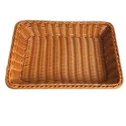 Wicker Storage Box Plastic Rattan Serving Tray Compact Keep Tidy Durable Rectangular Fruit Tea Snack Bread Basket