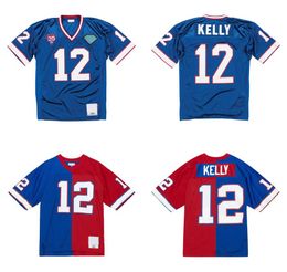 Stitched football Jerseys 12 Jim Kelly 1994 mesh Legacy Retired retro Classics Jersey Men women youth S-6XL blue