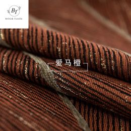 Light Luxury Curtains for Living Dining Room Bedroom Gold Lines Fishbone Pattern Jacquard Shade Curtain Tulle Finished Product