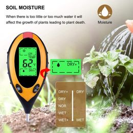 New 4 in 1 Soil PH Tester Moisture/Temp/Soil Testers PH Light Moisture Acidity Tester Plant Moisture Metre Measure Instrument