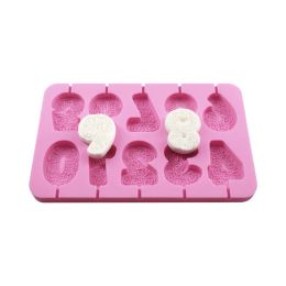 Number Candle Silicone Mould Birthday Cake Carving Rose Flower Number 0~9 Fondant Chocolate Mould Cake Decoration