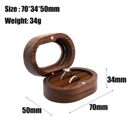 Wooden Couple Ring Box Square Ring Box Medal Box Black Walnut Solid Wood Jewelry Box Chinese Style