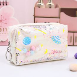 Large Marble Pencil Case Laser Leather Pen Box Big Makeup Bag For Girls Gift PU Office School Travel Supplies Chancery Penalty